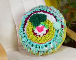 Made To Order - Handwoven, Round, Colorful Two Sided Pillow, Ottoman, Poufs - thumbnail 1