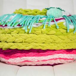 Made To Order - Handwoven, Round, Colorful Two Sided Pillow, Ottoman, Poufs - thumbnail 4