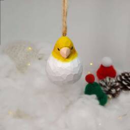 Cockatiel Hanging Christmas Ornaments Wooden Hand Carved Painted Bird - thumbnail 2