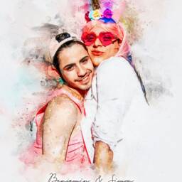 Personalised Gay Couple Gift, Custom Watercolor Painting, 1st Anniversary Unique Boyfriend Partner Gift For Him, Husband - thumbnail 3
