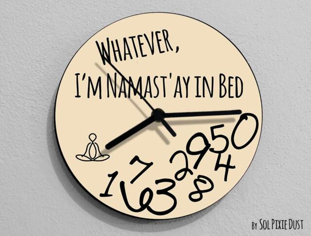 Whatever, I'm Namast'ay in Bed/Round Beige - Wall Clock - image 1