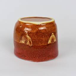 Ceramic Handbuilt Organiser, Blue & Orange Pot 11 cm X 7 - thumbnail 3