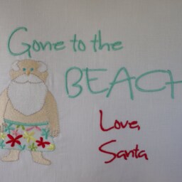 Embroidered Santa Pillow - Gone To The Beach Love Coastal Christmas - thumbnail 2