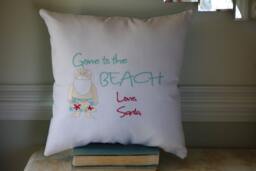Embroidered Santa Pillow - Gone To The Beach Love Coastal Christmas - thumbnail 1