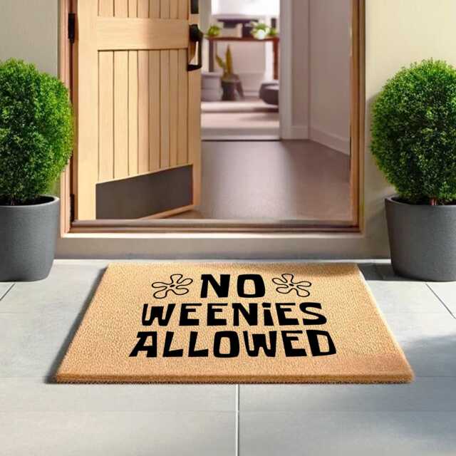No Weenies Allowed - Funny & Bold Doormat For Entryways Perfect Homes With A Sense Of Humor Themed Cartoon Gift - image 1