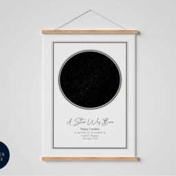 Custom Star Map Print - Personalized Night Sky Poster Wedding Anniversary Gift First Date Or New Baby Keepsake - thumbnail 2
