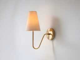 Brass Linen Fabric Wall Sconce, Minimalist Polished Barss Lamp Bathroom Lights