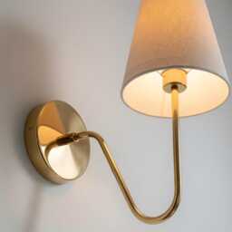 Brass Linen Fabric Wall Sconce, Minimalist Polished Barss Lamp Bathroom Lights - thumbnail 4