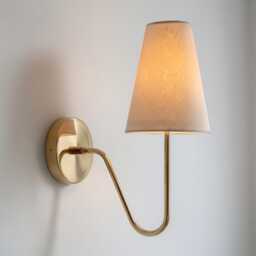 Brass Linen Fabric Wall Sconce, Minimalist Polished Barss Lamp Bathroom Lights - thumbnail 3