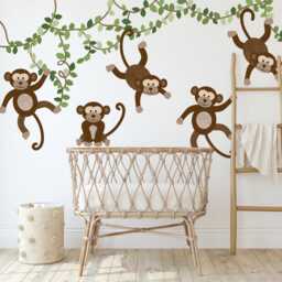 Watercolor Monkey Jungle Wall Decals Peel & Stick Nursery Decor - thumbnail 2