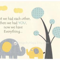 Elephant Nursery Art Prints Gender Neutral Decor, Birth Stats - Set Of 3 - thumbnail 3