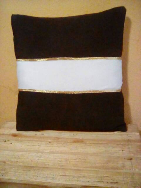 Gold Pillows - Metallic Black White 16x16 Inch Throw Pillow Cover & - image 1