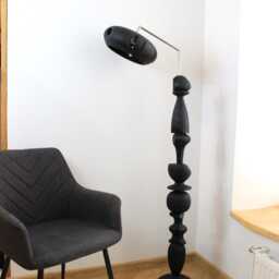 Black Wooden Floor Lamp For Living Room, Handmade Rustic Standing Light - thumbnail 3