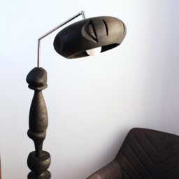 Black Wooden Floor Lamp For Living Room, Handmade Rustic Standing Light - thumbnail 2