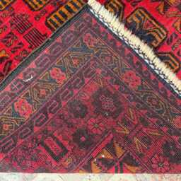 3x6 Afghan Bukhara Wool Rug - Hand-Knotted Tribal Red Carpet Authentic Oriental Area For Entryway, Living Room Or Bedroom Decor - thumbnail 4