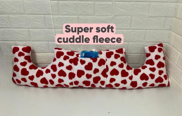 Mastectomy Pillow Red Hearts Cuddle Fleece Long Post Surgery Recovery Pocket & Gel Pk Hug Cushion Double Gift Top - image 1