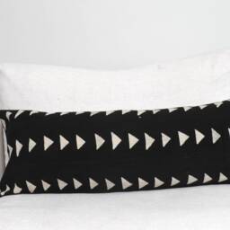 Black & White Authentic Mudcloth Pillow, Throw Pillows For Sofa, Accent Room Decor, Unique, Long Lumbar, 20 X 20, 18 - thumbnail 2