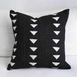 Black & White Authentic Mudcloth Pillow, Throw Pillows For Sofa, Accent Room Decor, Unique, Long Lumbar, 20 X 20, 18 - thumbnail 3
