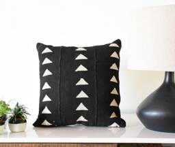 Black & White Authentic Mudcloth Pillow, Throw Pillows For Sofa, Accent Room Decor, Unique, Long Lumbar, 20 X 20, 18 - thumbnail 1