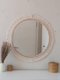 Large Macrame Mirror - White Wall Decor Housewarming & Birtday Gift Valentine's Day Boho Express Shipping - 1-3 Days - thumbnail 1