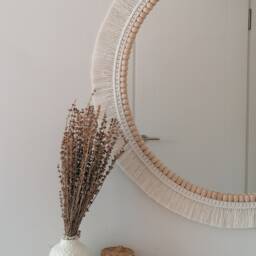 Large Macrame Mirror - White Wall Decor Housewarming & Birtday Gift Valentine's Day Boho Express Shipping - 1-3 Days - thumbnail 2