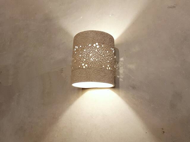 Handmade Ceramic Wall Sconce Gray Stucco Light - image 1