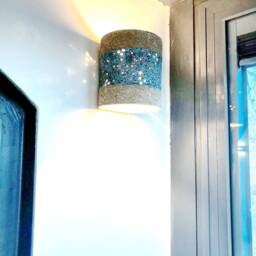 Handmade Ceramic Wall Sconce Gray Stucco Light - thumbnail 4