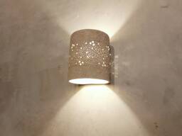 Handmade Ceramic Wall Sconce Gray Stucco Light - thumbnail 1