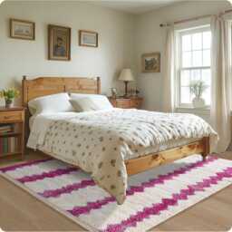 White Moroccan Rug With Pink Patterns - Custom Made Berber Carpet, Shag Area Rug, Large Floor - thumbnail 2