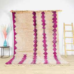 White Moroccan Rug With Pink Patterns - Custom Made Berber Carpet, Shag Area Rug, Large Floor