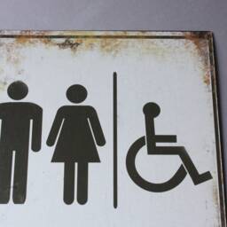 Restrooms Wc Toilet Sign Shabby, Vintage Style Door Bathroom, Wall Hanging Lavatory, Rustic Plaque White Black, Nostalgic Optic - thumbnail 2
