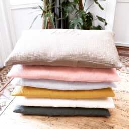 Hand-Embroidered Double Gauze Cotton Cushion - thumbnail 3