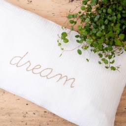 Hand-Embroidered Double Gauze Cotton Cushion