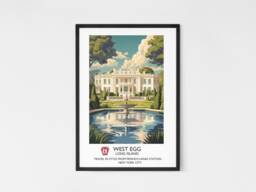 Printed - The Great Gatsby Literary Vintage Travel Poster F Scott Fitzgerald Classic Literature West Egg Long Island New York - thumbnail 1