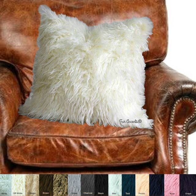 Faux Fur Pillow - Shaggy Mongolian Llama Sheepskin, Usa Made