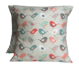 "2 X Fryetts Rossignol Birds Blue Pink Cushion Covers 16"" 18"" 20"" 22"" 24" - thumbnail 1