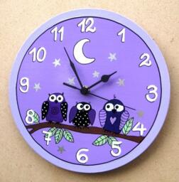 Round Wall Clock With Owls Painting - thumbnail 4