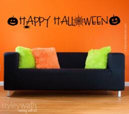Halloween Wall Decal, Happy Sticker, Pumpkins Decal For Office Home Decor - thumbnail 1