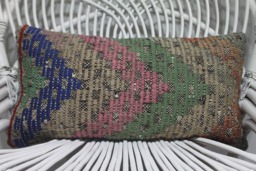 Chic Pillow Covers 10x20 Kilim Lumbar Handmade Copridivano Throw Cover Embroidered Rectangular Sofa 104 - thumbnail 1