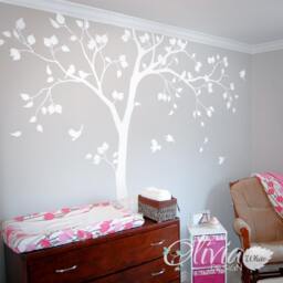 Cute Nursery Tree Birds Owls Decal - Large Baby Vinyl Wall Tree Decal Wall Decoration Nt050 - thumbnail 3