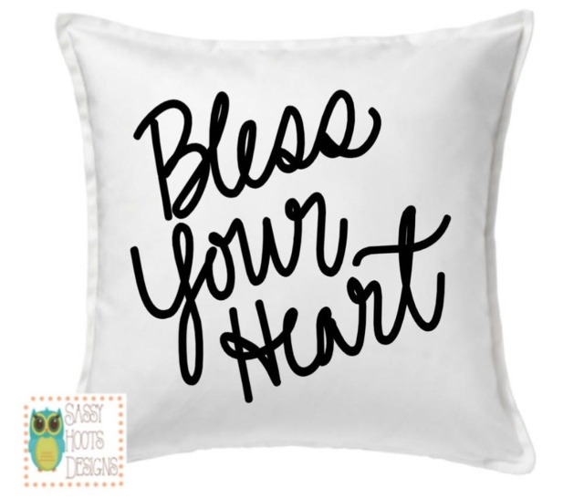 Bless Your Heart, Decorative Pillow, Cute Throw Pillows, Southern Decor, Rustic Home Pillows - image 1