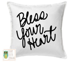 Bless Your Heart, Decorative Pillow, Cute Throw Pillows, Southern Decor, Rustic Home Pillows - thumbnail 1