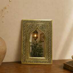 Set Of Two Small Mirrors, Handmade Brass Moroccan Mirror Set Decorative Wall Decor - thumbnail 4