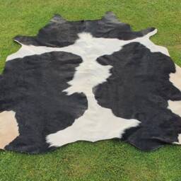Brazilian Cowhide Area Rug Black & White, Natural Cow Skin Abstract Panda Print, Rugs For Living Room, Bedroom Aesthetic Upholstery - thumbnail 2