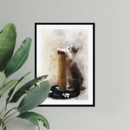 Custom Cat Portrait Print Watercolor Pet Art - thumbnail 3