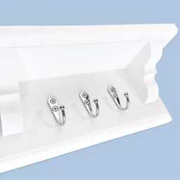 Cotton White Key Holder With Shelf - Hallway Wall Organiser, Wooden Entryway Storage, Dog Lead Rack, Hidden Fixings Made To Order - thumbnail 2