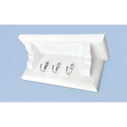 Cotton White Key Holder With Shelf - Hallway Wall Organiser, Wooden Entryway Storage, Dog Lead Rack, Hidden Fixings Made To Order - thumbnail 3