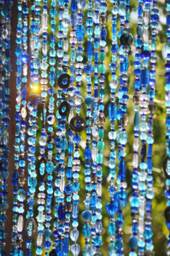 Unique Home D??cor, Beaded Curtains in Shadows Of Blue Turquoise Green & Transparent - thumbnail 1