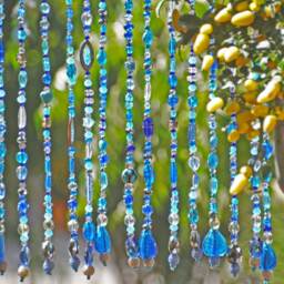 Unique Home D??cor, Beaded Curtains in Shadows Of Blue Turquoise Green & Transparent - thumbnail 4