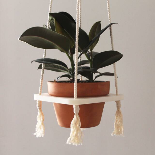 6In Plant Hanger/Planter Large Rubber Tree Hanging Macrame Cotton Rope Clay Pot - image 1